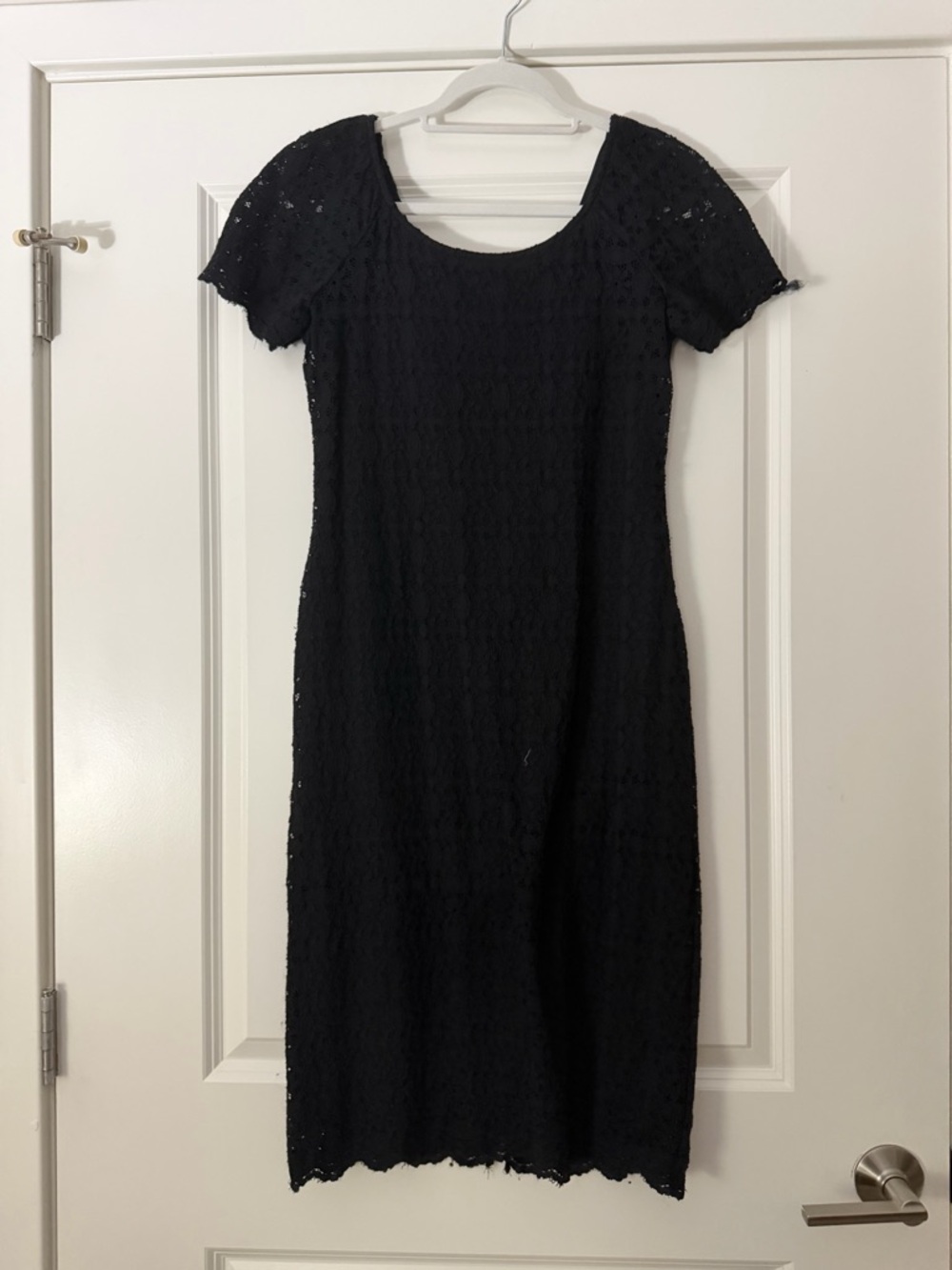 dressbarn Black Lace Midi Dress with Short Sleeves